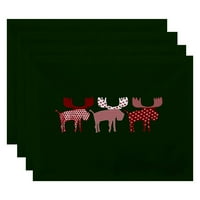 Egyszerűen Daisy 18 14 Merry Moose Animal Print Placemats, 4s készlet, 4 -es készlet