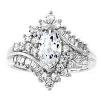 A Jay Heart tervez sterling ezüst marquise szimulált fehér gyémánt gyűrű