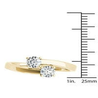 1 4ct tdw gyémánt 10k sárga arany kétköves eljegyzési gyűrű