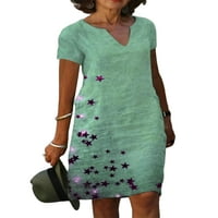 Paille Női rövid ruhák ujjú Mini ruha v nyakú nyári strand Sundress alkalmi Ünnep Zöld 2XL