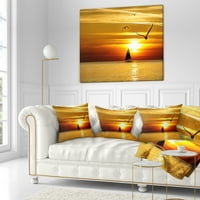 Designart Bright Yellow Beach madarakkal - Tengeri dobás párna - 18x18