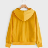 Női pulóverek-Letter Print őszi és téli Alkalmi Hosszú ujjú zseb kapucnis pulóver sárga kapucnis pulóverek L