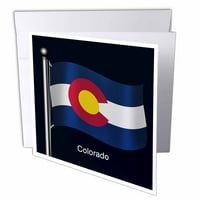 3drose zászlaja Colorado állam integetett egy sötétkék háttér, üdvözlőlapok, , készlet 12