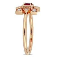 Miabella női karátos T.G.W. Ruby és karátos gyémánt 10KT rózsa arany kézműves gyűrű