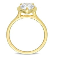 Miabella női karátos T.G.W. Létrehozott Moissanite 10KT sárga arany pasziánsz gyűrű