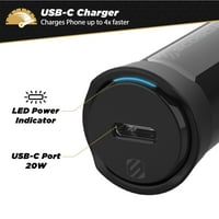 Scosche CPDC20-SP PowerVolt 20 wattos tanúsított C típusú USB gyors autós töltő tápellátással 3. minden USB-C eszközhöz