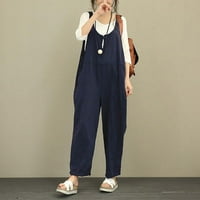 Jumpsuits Női elegáns bő ujjatlan hosszú nadrág Hosszú ujjú Dungarees laza pamut hosszú Playsuit Jumpsuit nadrág nadrág