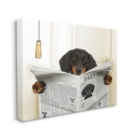 Stupell Industries kutya a WC -vel, vicces állati kedvtelésből tartott állatok tervező vászon fali művészete a házban