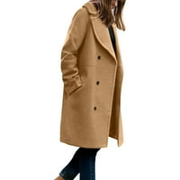 Magas női kabát Bed kabátok női molett nők téli gyapjú keverék Mid hosszú kabát bevágás Dupla hajtóka kabát felsőruházat