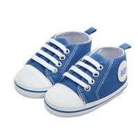 Biayxms Baby Girls Boys új vászon cipő, puha talp első Walkers cipő, csecsemő Csipke-up csúszásgátló lapos cipő, 0-18m