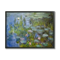 A Stupell Home Decor Collection Monet impresszionista Lilly Pad tó festmény keretes Giclee texturizált művészet