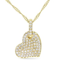 Carat T.W. Gyémánt 14KT sárga arany szív medál, 17