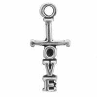 Sterling ezüst 8 Charm karkötő csatolt 3D Mini Christian Cross Charm szóval szerelem