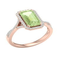 Imperial Gemstone 10K rózsa arany smaragd vágás zöld ametiszt ct tw gyémánt halo női gyűrű