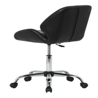 Fekete gyöngy irodai forgatható feladat görgőkkel vinil középső hátsó szék